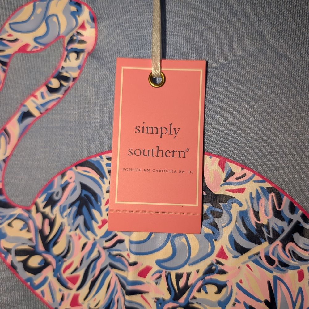 Simply Southern Palm Leaf Pink Flamingo Tank Top NWT - Picture 8 of 9